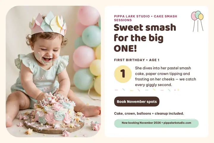 Pippa Lark cake smash postcard template