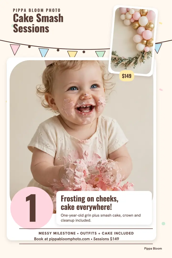 First birthday cake smash poster template