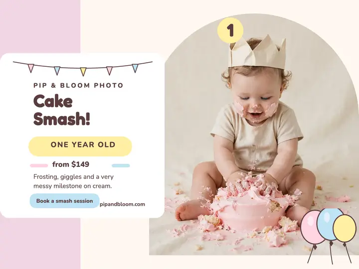 Pip and Bloom first birthday smash slide template