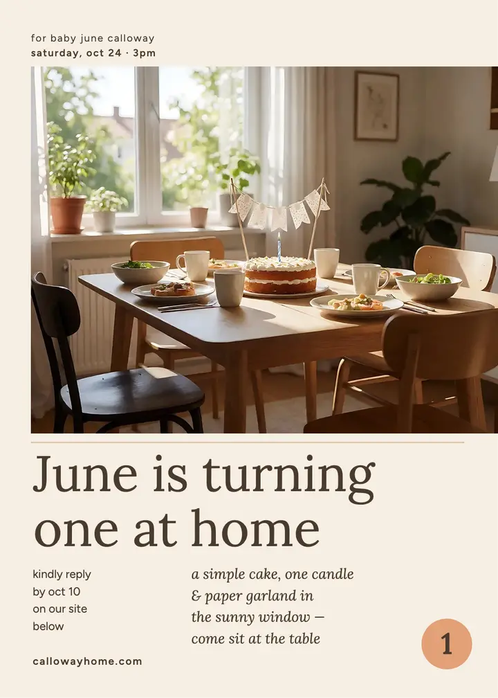 June first birthday table invitation: first birthday invitation template