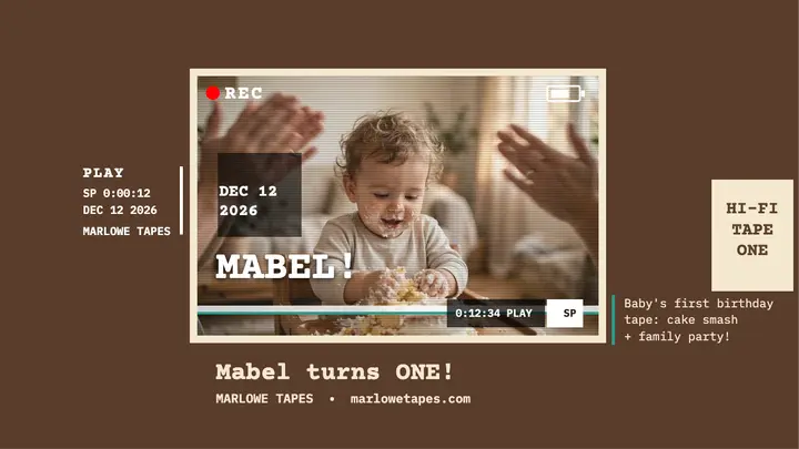 Mabel turns one camcorder tape thumbnail template