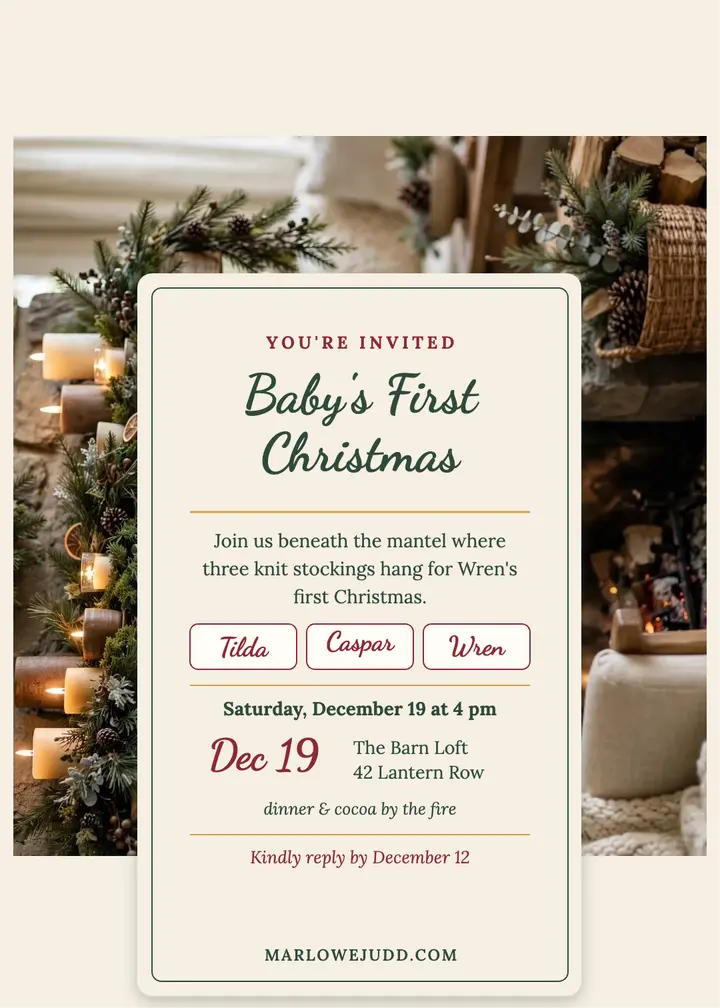 First Christmas stocking invitation template