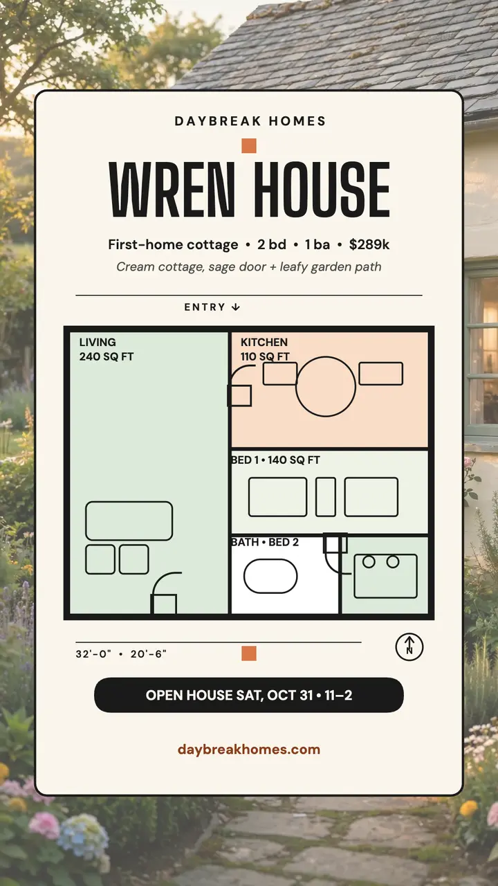 Wren House first cottage plan story template