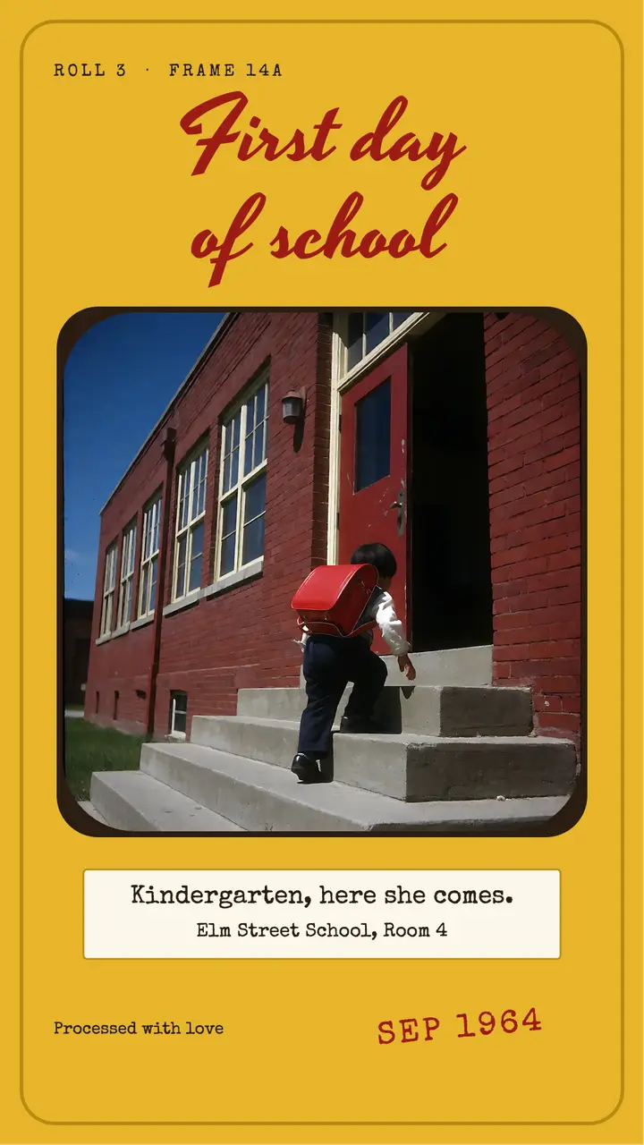First day of school slide mount story: first day of school story template