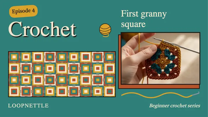Beginner crochet granny square tutorial thumbnail template