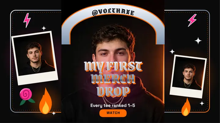 Volthaxe first merch drop bootleg tee thumbnail template