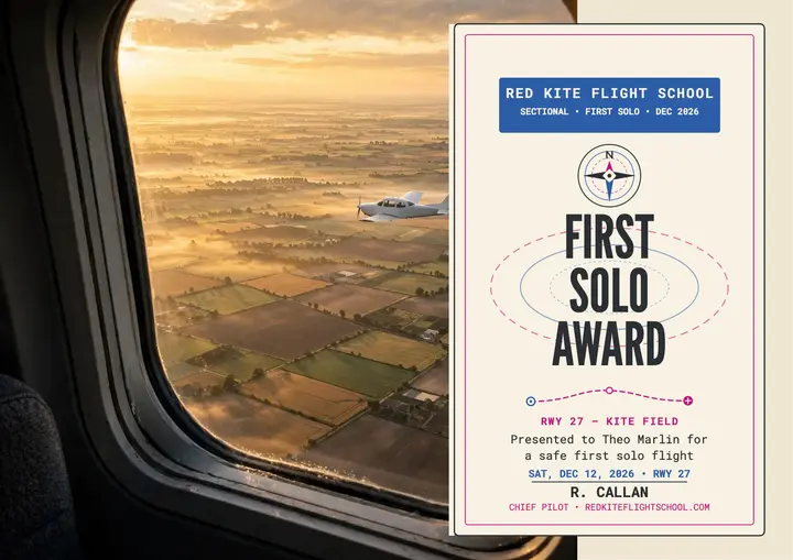 Red Kite first solo award certificate template