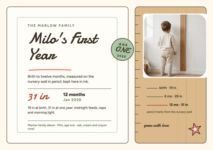 Milo's first-year growth certificate template