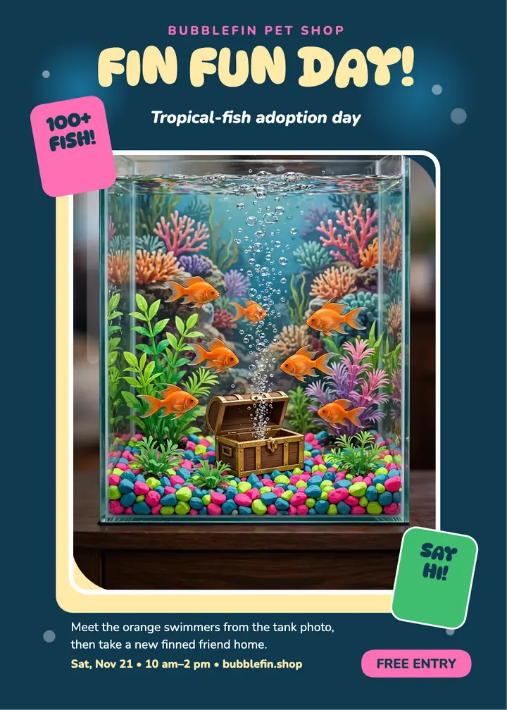 Fish adoption tank invitation: fish adoption invitation template