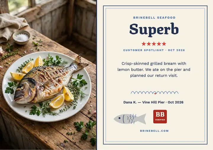 Brinebell Seafood review certificate template