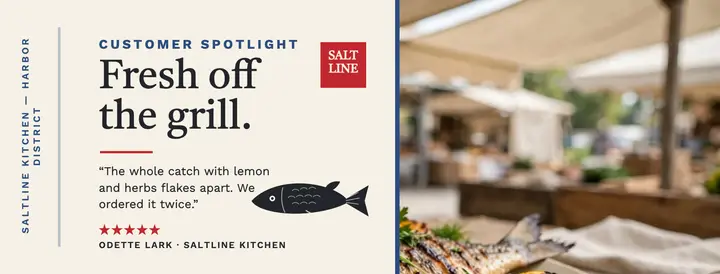 Saltline Kitchen seafood spotlight cover template
