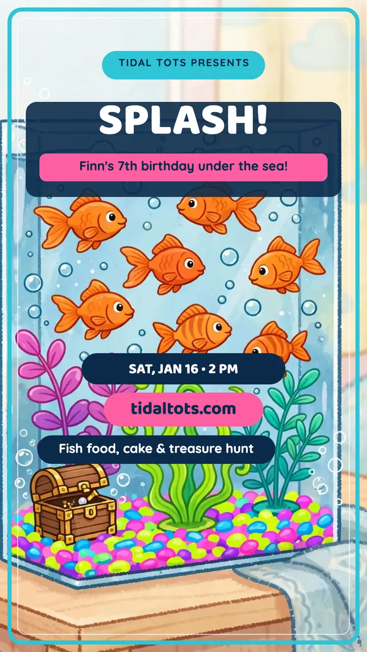 Finn's splash aquarium birthday story template