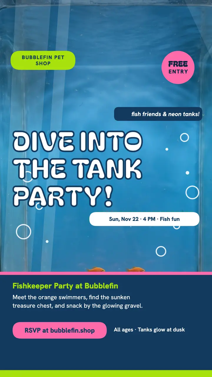 Bubblefin tank party invite story template