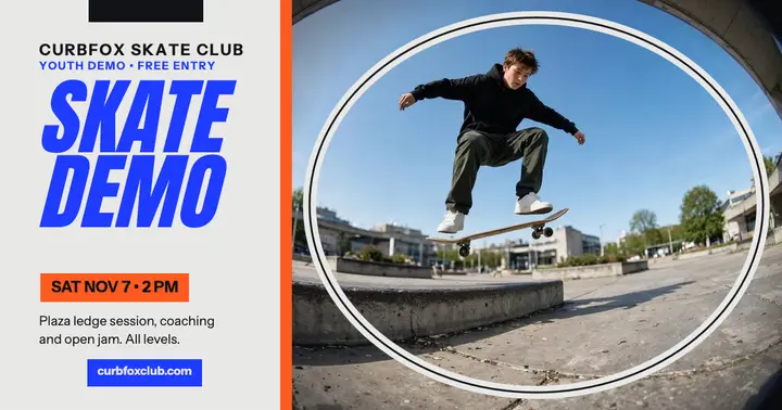 Curbfox youth skate demo day post template