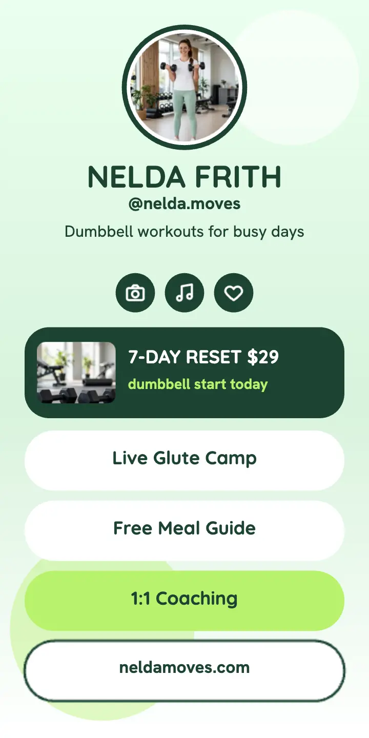 Nelda Moves dumbbell coach link ad template