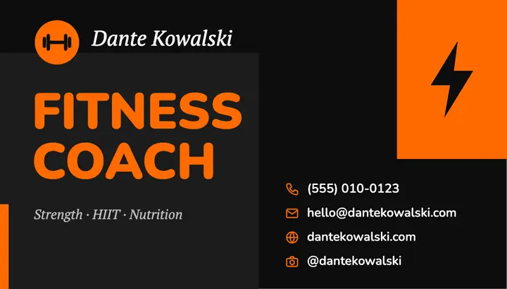 Fitness coach business card template