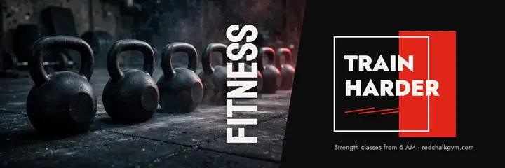 Fitness kettlebell gym header template