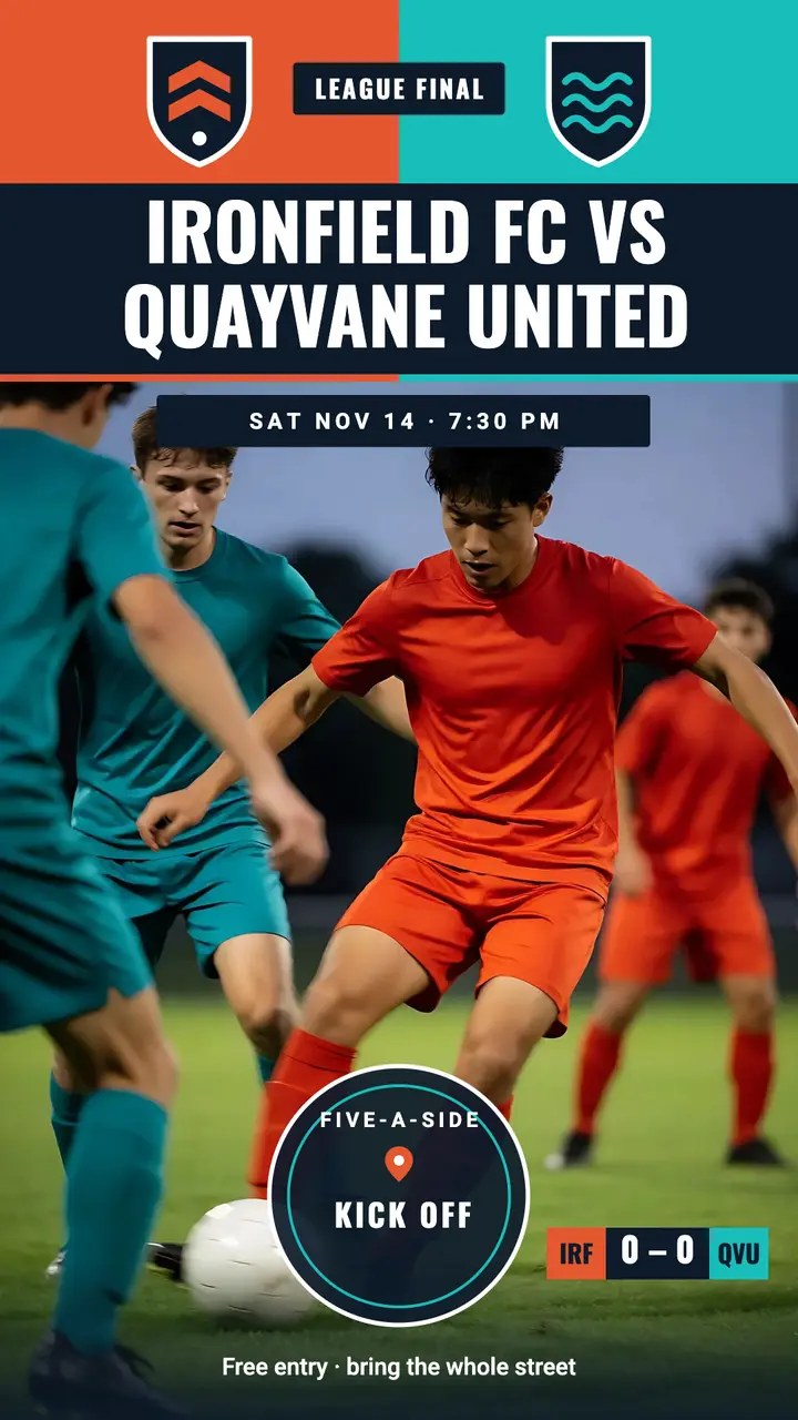 Five-a-side league final matchday story template