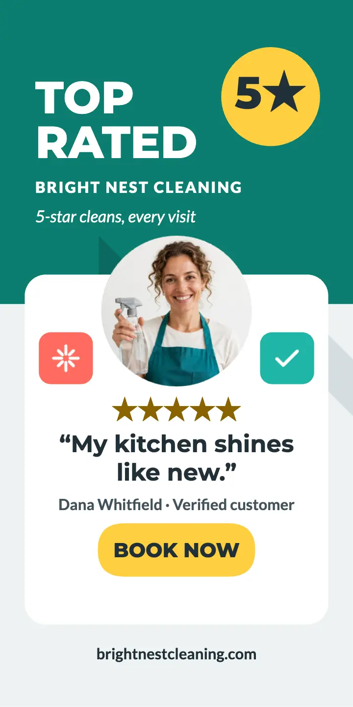 Bright Nest five-star cleaner ad: cleaner review ad template