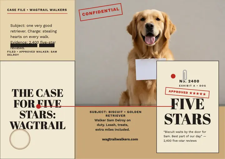 Wagtrail five star dogwalker certificate: dog walker review certificate template
