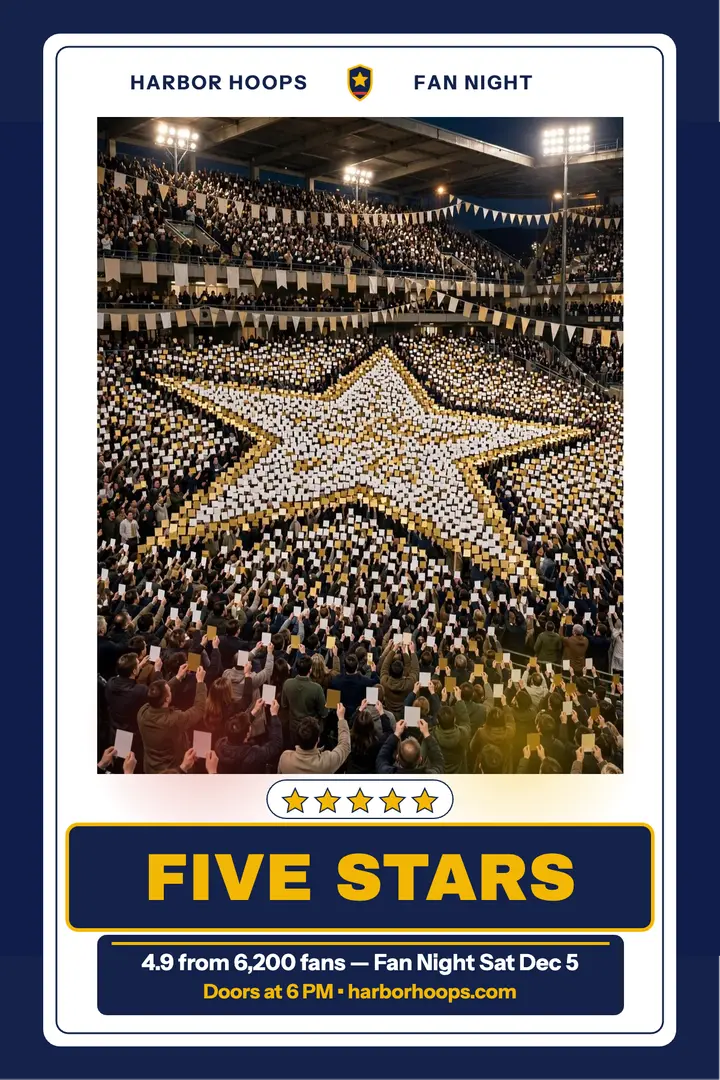 Harbor Hoops five star tifo poster template
