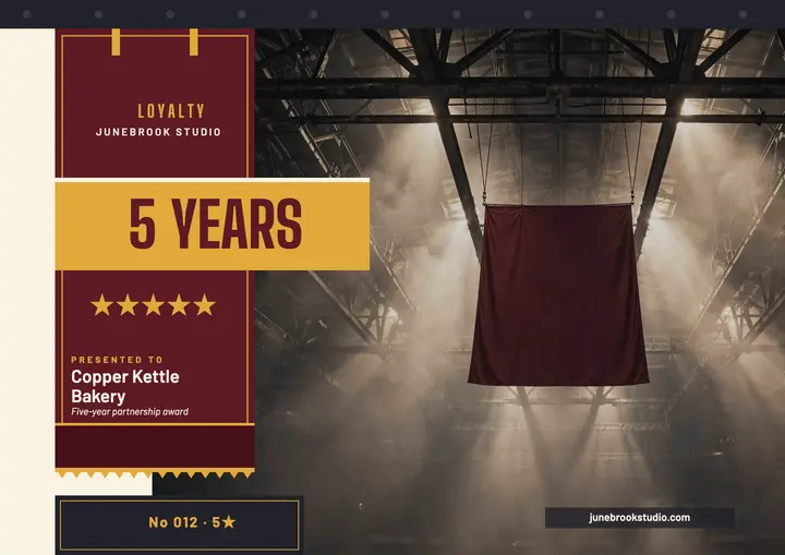 Five-year bakery partnership banner certificate template