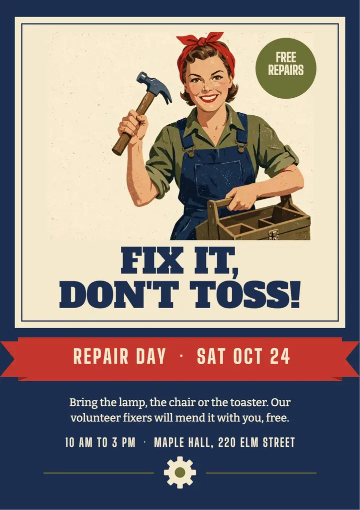 Fix It Day community repair flyer template