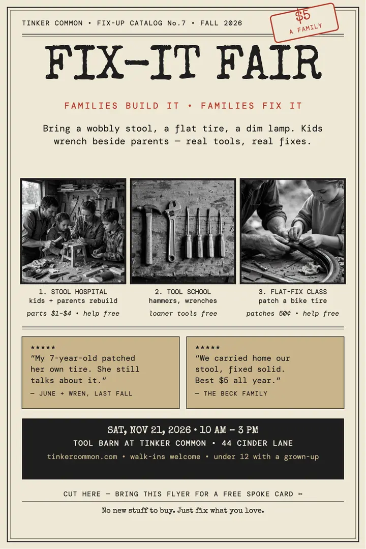 Fix-It Fair family poster, catalog template