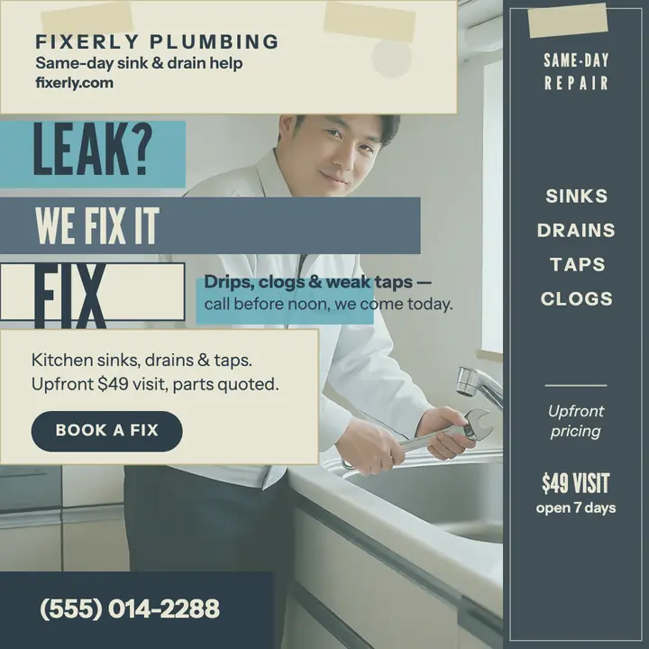 Fixerly sun-faded leak repair poster template