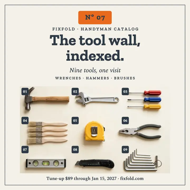 Fixfold tool wall index square post template