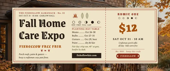 Fixhollow Fall Fair home care expo ticket: fall home expo ticket template