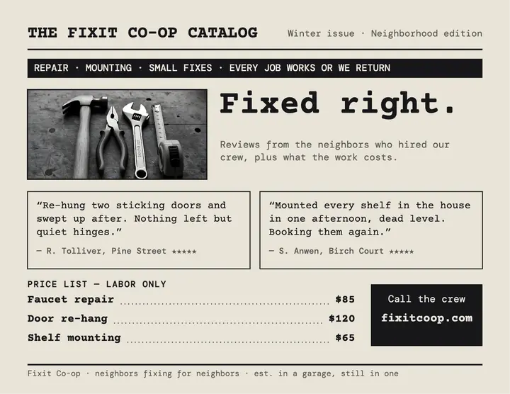 Fixit Co-op catalog page template