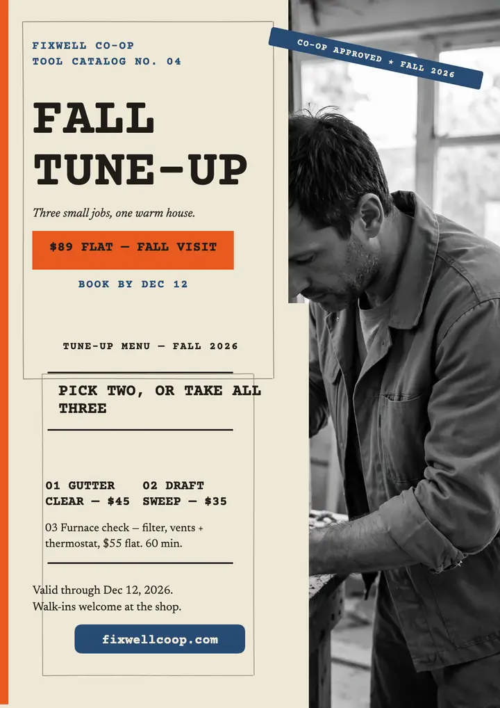Fixwell fall tune-up menu flyer template
