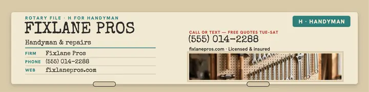 Fixlane Pros handyman contact banner template