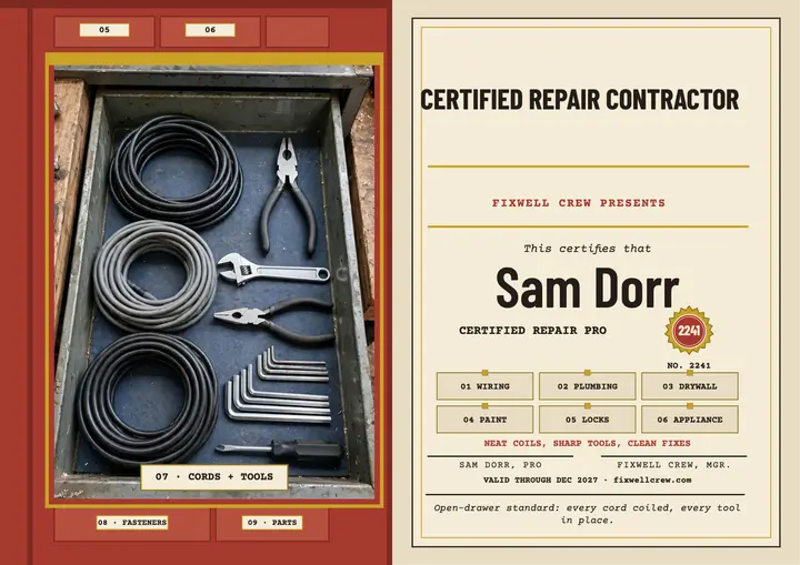 Fixwell Crew certified contractor certificate template