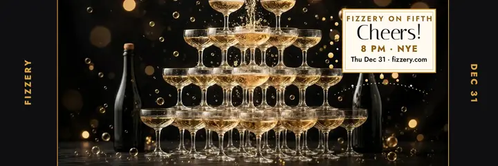 Fizzery New Year toast header: new year toast header template