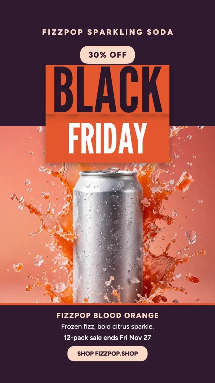 Fizzpop Black Friday splash story: black friday drink sale story template