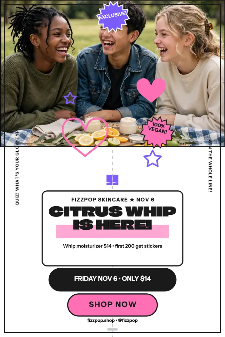Fizzpop Citrus Whip pull-out drop poster template