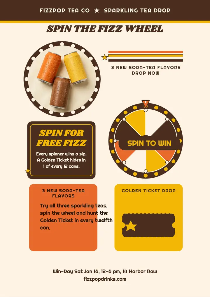 Fizzpop sparkling tea wheel giveaway flyer template