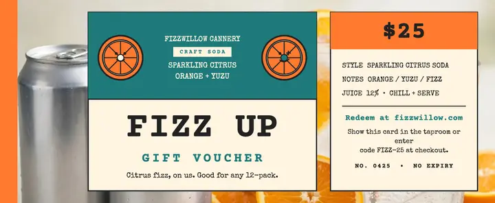 Fizzwillow citrus soda gift voucher template