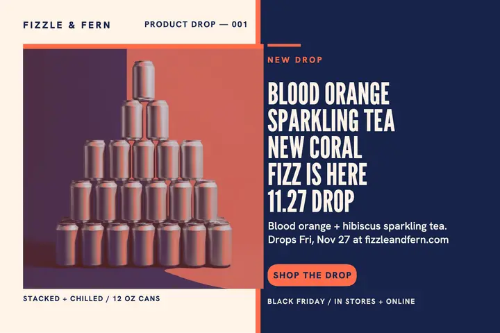 Fizzle and Fern sparkling tea drop postcard template