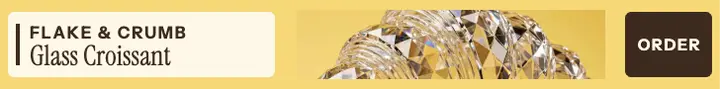 Flake and Crumb glass croissant launch ad template