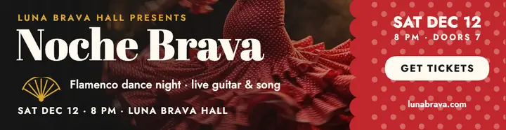 Noche Brava flamenco billboard, Luna Brava Hall template