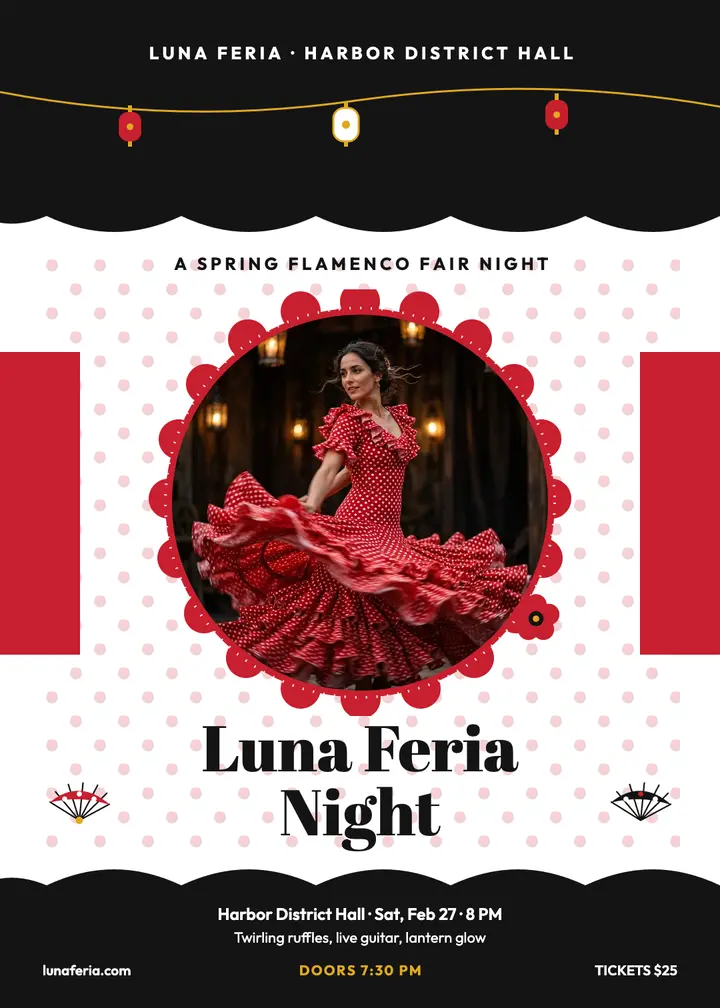 Luna Feria Night flamenco invitation template