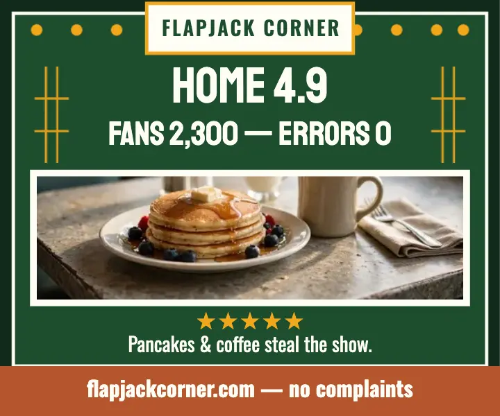 Flapjack Corner breakfast scoreboard ad template