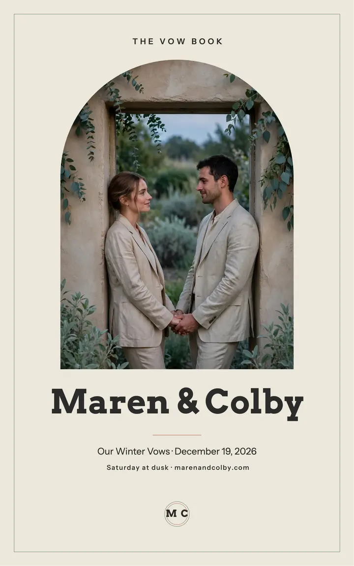Maren and Colby Vow Book: vow keepsake ebook cover template