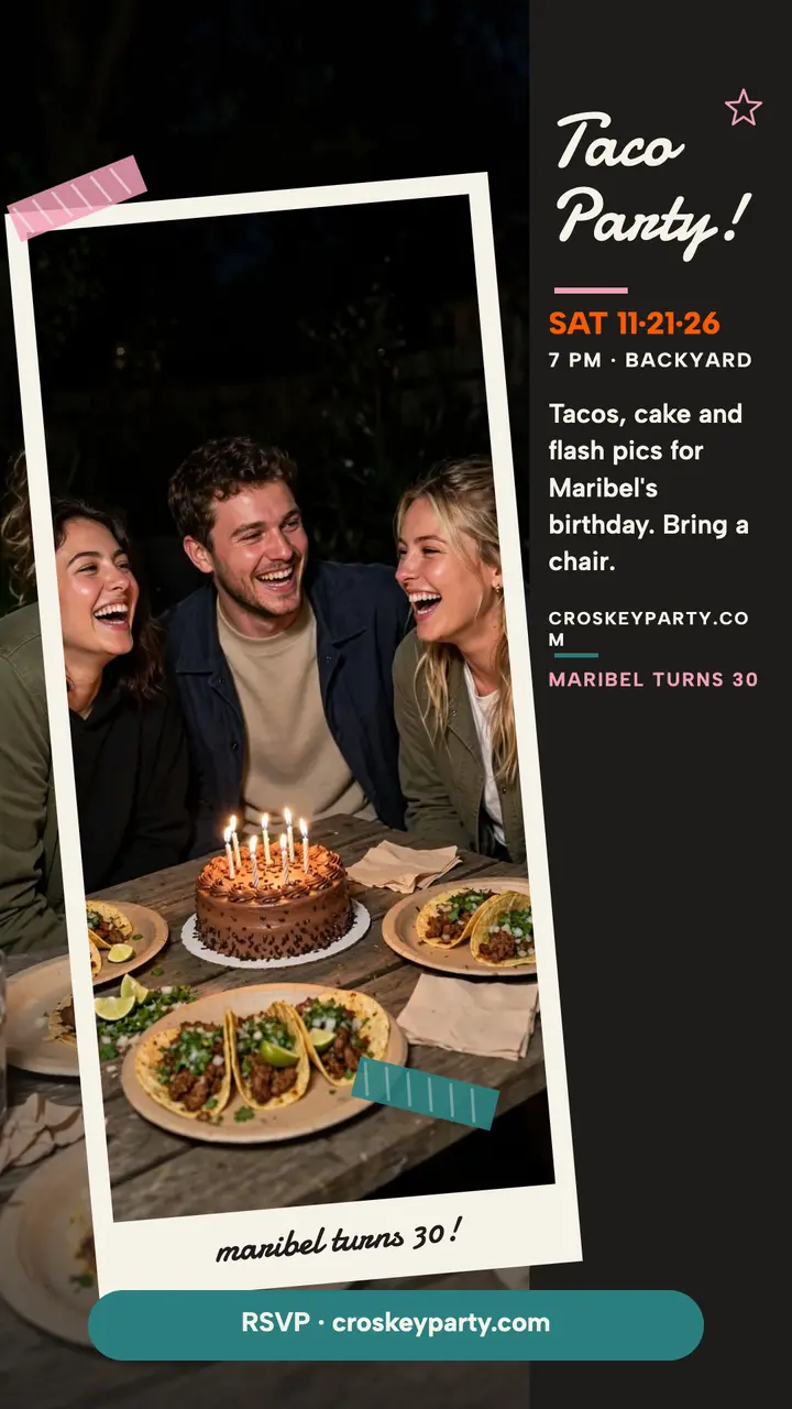 Maribel's backyard taco birthday story template