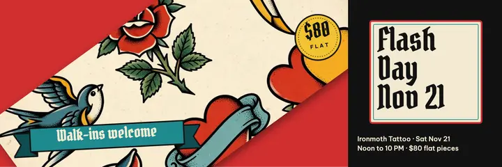 Ironmoth Tattoo flash day walk-ins header template