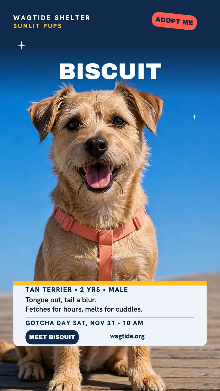 Biscuit shelter pup adoption story template