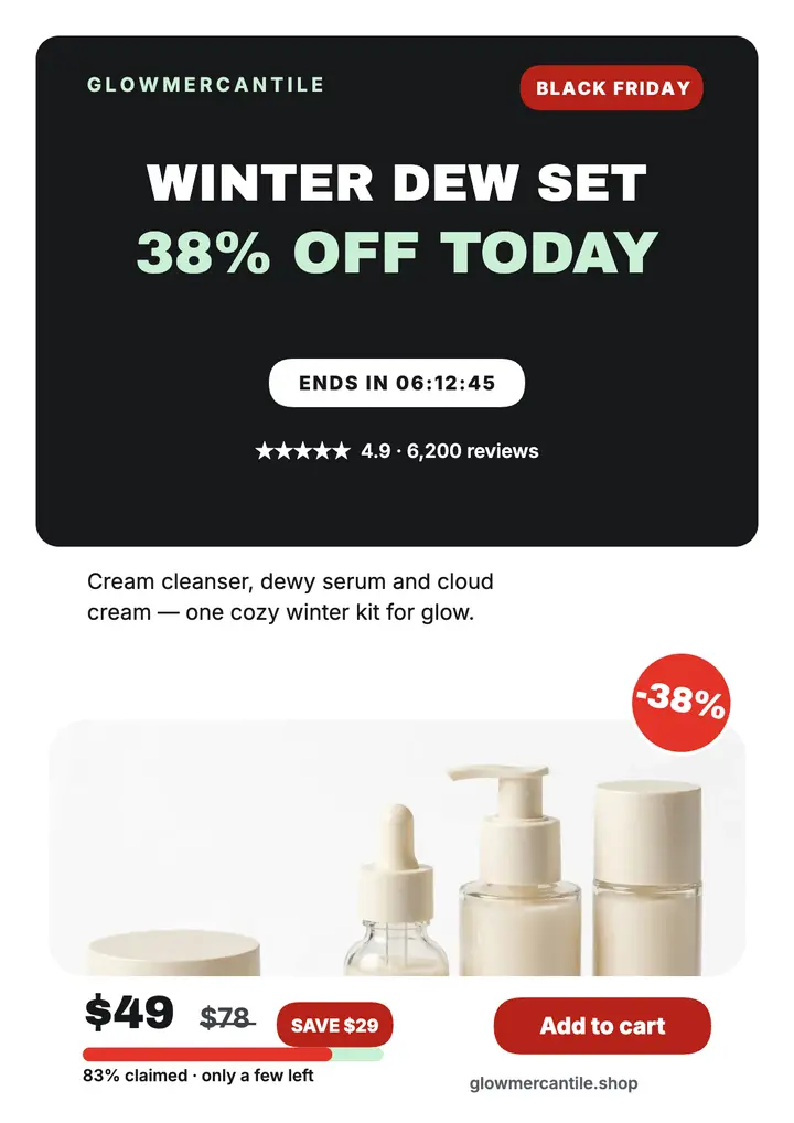 Glowmercantile Winter Dew Set flash sale flyer template